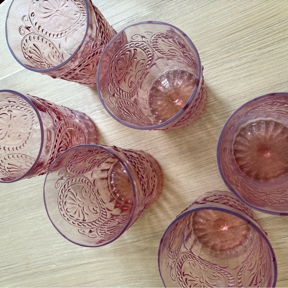 Anthropologie Large Pink Bohemian Glass Tumblers (Set of 6) - Picture 8 of 11